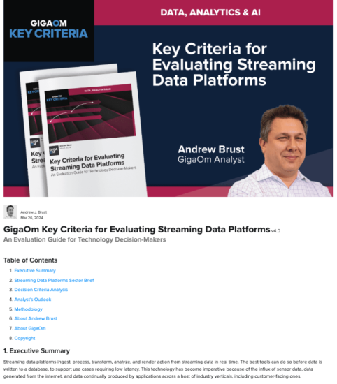 Featured image for Gigaom Key Criteria for Evaluating Streaming Data Platforms