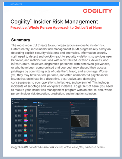 Insider Risk Management Cogility Datasheet Cover